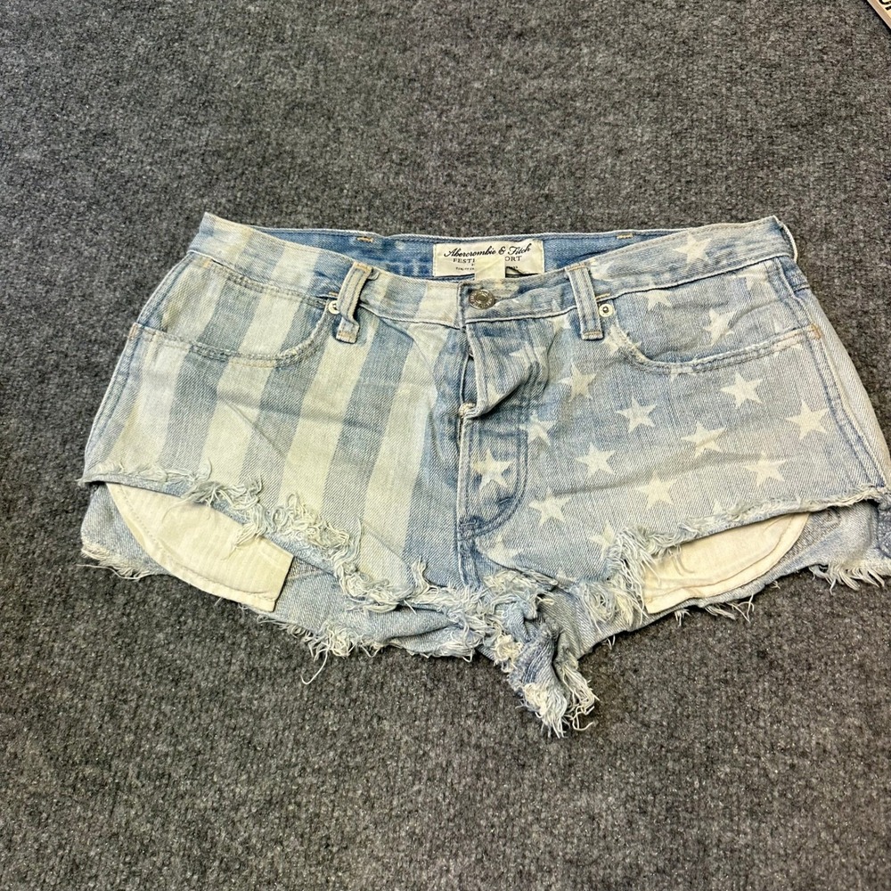 Abercrombie & Fitch Shorts Womens Size 4 Blue Stars Stripes Festival High Rise